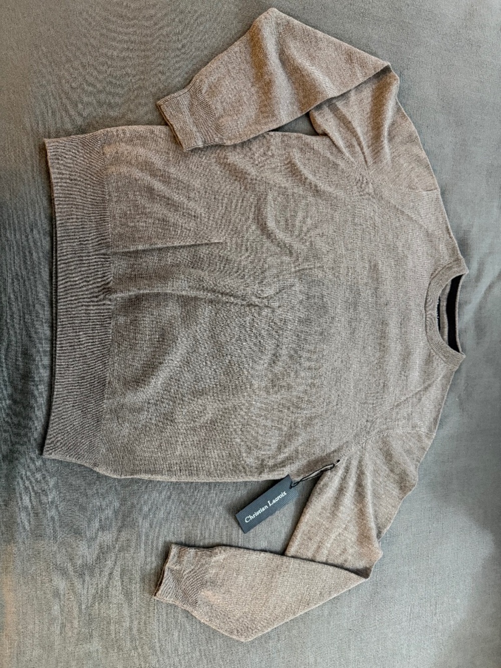 Christian Lacroix Men’s 100% EF Merino Wool Crewneck Sweater Medium Toasted Oat